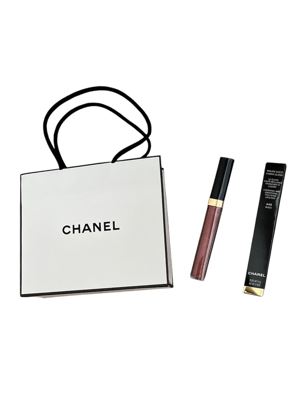 CHANEL đŻ Rouge Coco Hydra Gloss Lip Gloss Bijou 445 Shimmery Rosewood Brown Pink - Picture 6 of 7